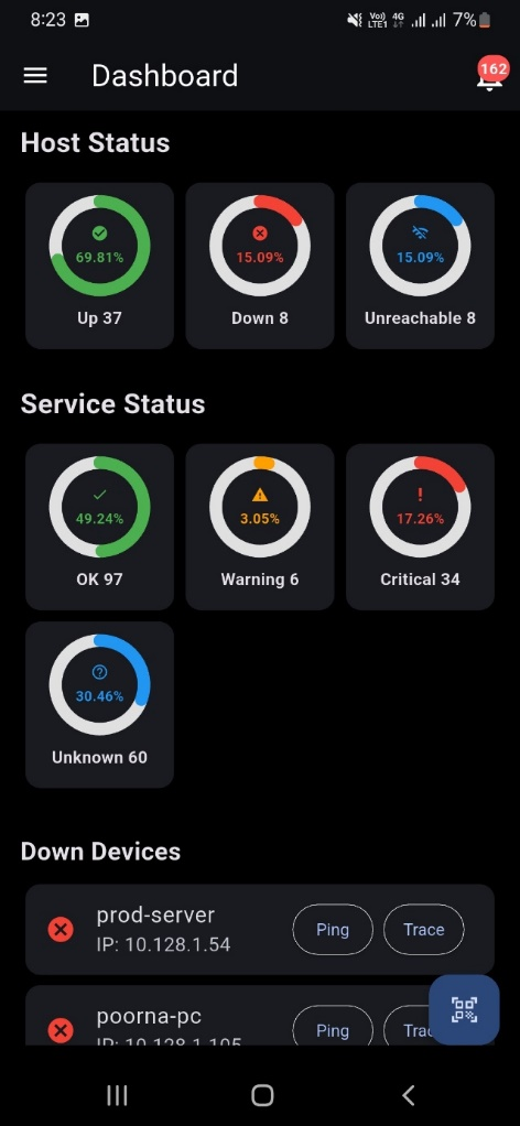 Itheon mobile app dashboard